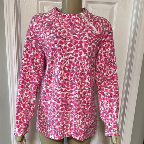 T BY TALBOTS PINK WATERCOLOR PRINT SWEATSHIRT. - Picture 1 of 7